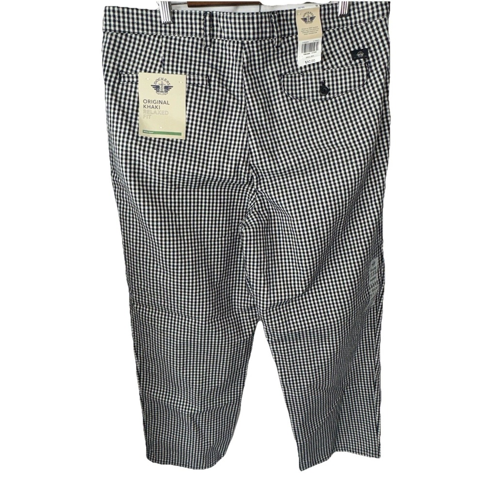 NWT Dockers Waterless Pleated Pants Gingham Mens 36x28 Black‎ White Check - Picture 2 of 14